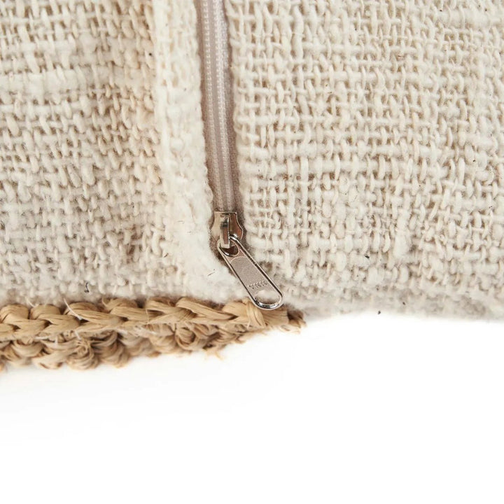 RAFFIA STAMP Kissenbezug - Baumwolle & Raffia Natur 50x50