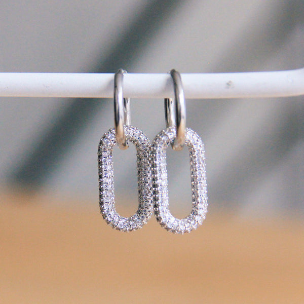 Ohrringe - CRYSTAL OVAL - Creole Silber