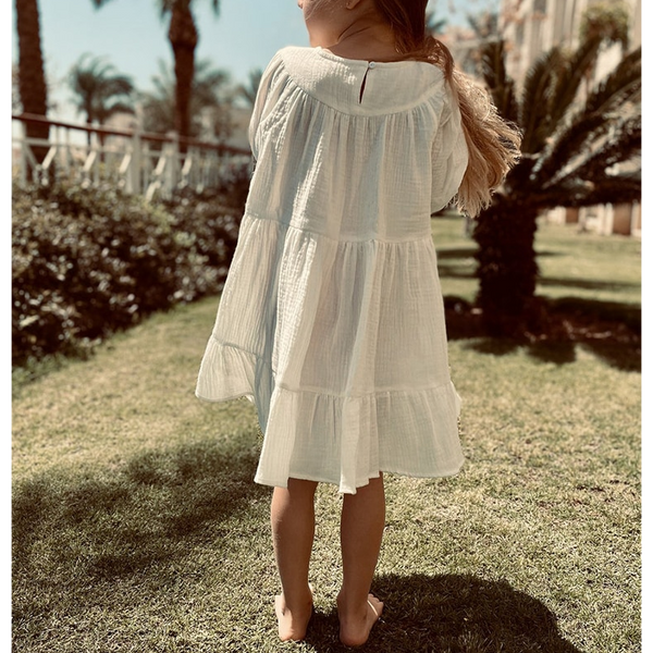 Bio‑Musselin Kleid mit Rüschen
