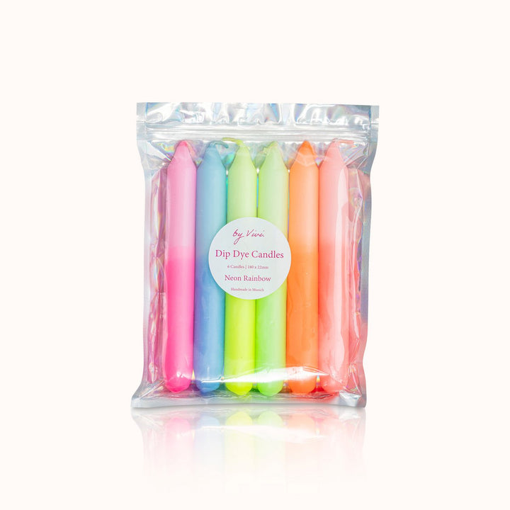 Dip Dye Kerzen 6er-Set NEON RAINBOW