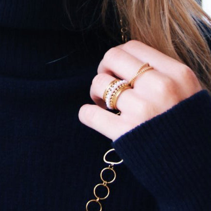 Statement Ring - Mini PEARLS - Gold/Weiß