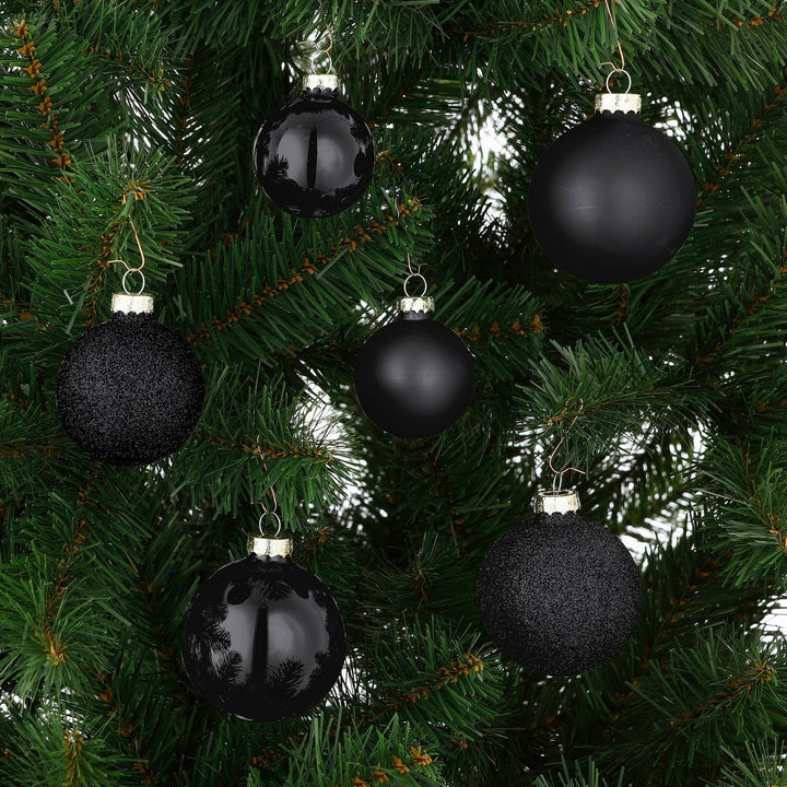 Weihnachtskugeln Set - 26 Stück - Ø7 cm - Glas - Schwarz