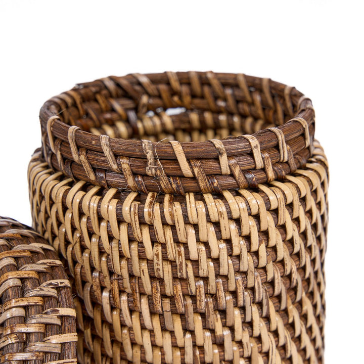 RATTAN Korbdose - Aufbewahrungskorb mit Deckel