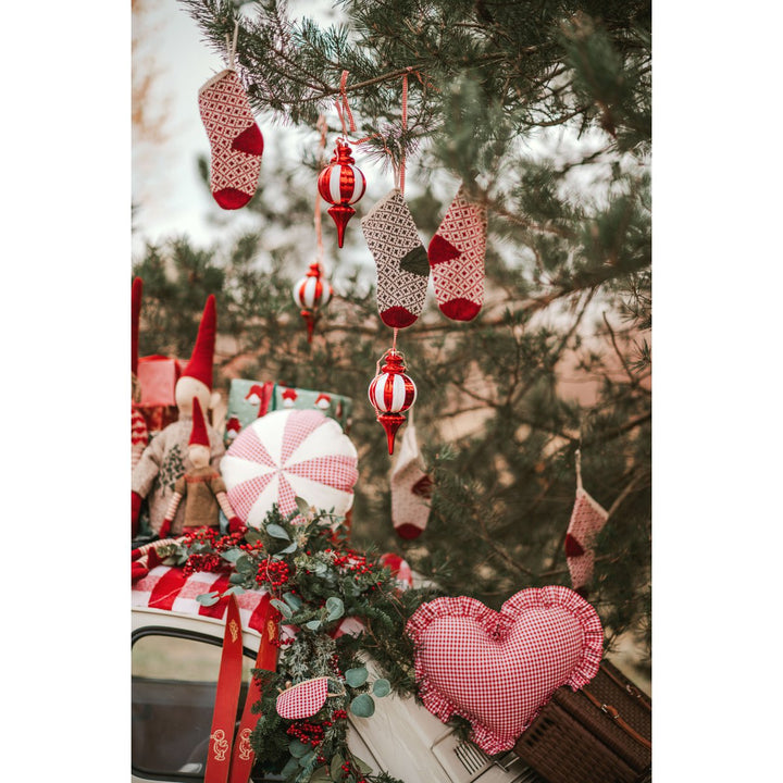 CANDY Patchwork-Kissen / Rot kariert