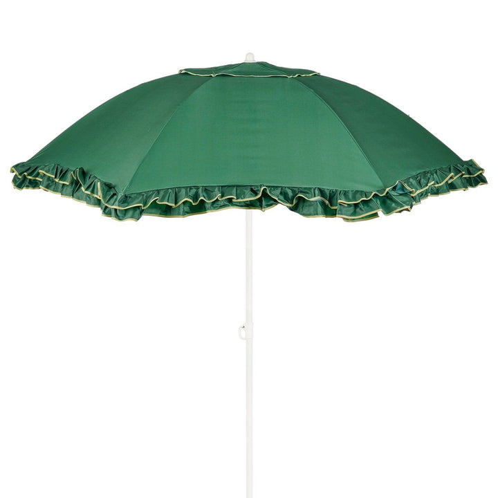 VINTAGE Sonnenschirm mit Rüschenkante - Grün