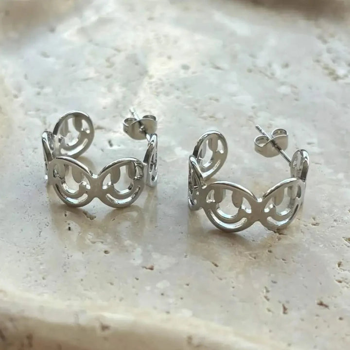 Ohrringe - Creolen SMILEYS - Silber