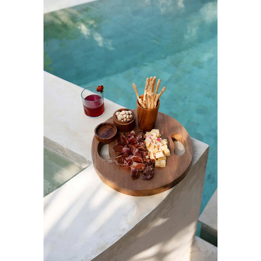 TEAK ROOT Tablett - Dekobrett - Servierplatte mit Griffen L