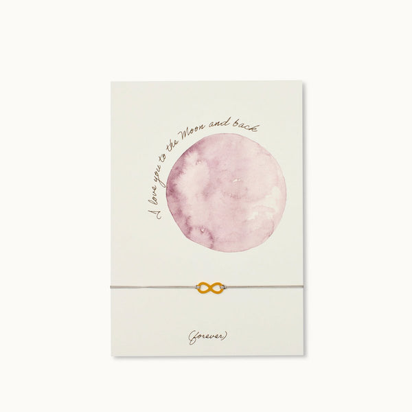 Grußkarte mit Armband: I love you to the Moon and back