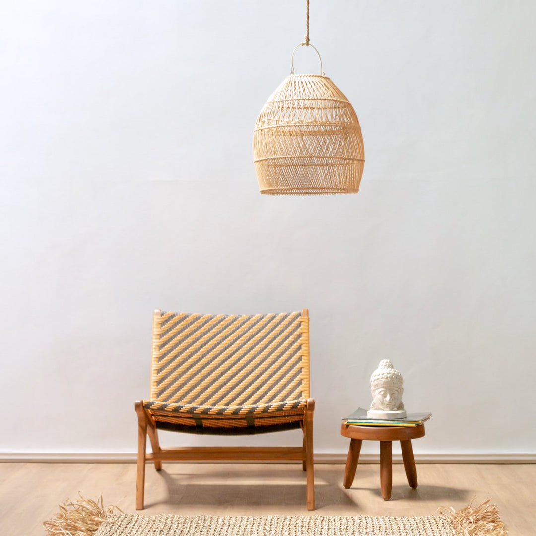Rattan Lampenschirm SEMINYAK – Boho-Pendelleuchte aus handgewebtem Naturmaterial