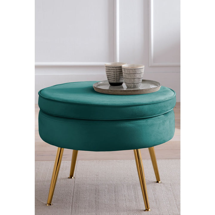 Hocker ARIELLE - Sitzpouf - Rund Samt Grün