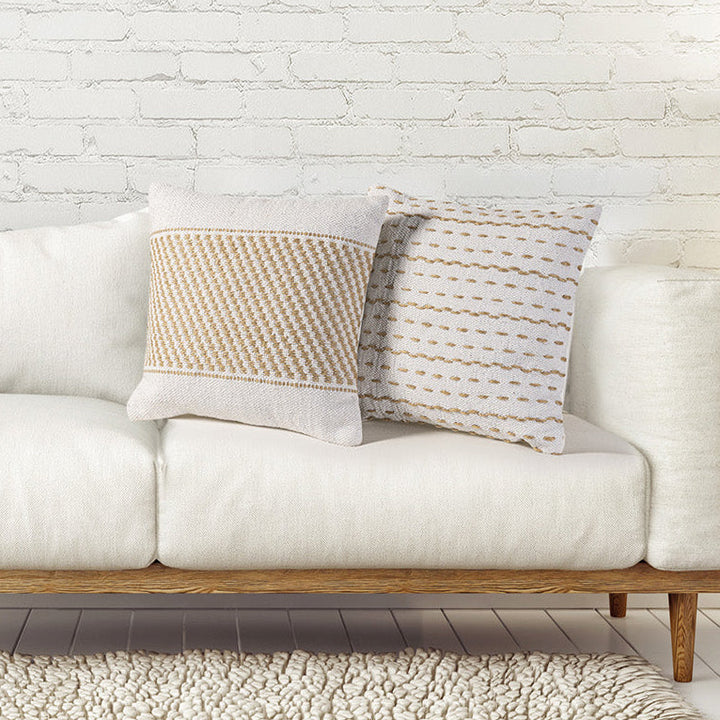 Dekokissen - Sofakissen - Zierkissen - Natur Baumwolle & Jute - 2er-Set