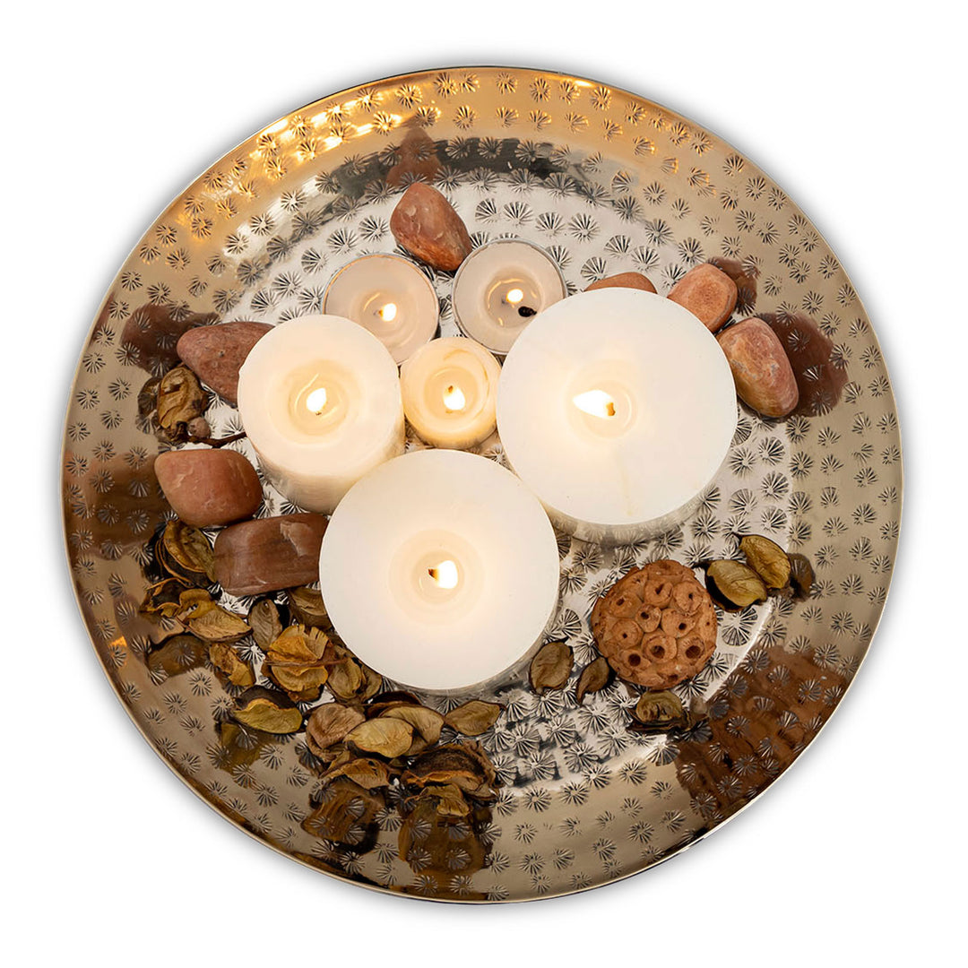 Dekotablett - Kerzentablett - Serviertablett - Metall Tablett gold o. silber