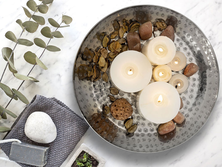 Dekotablett - Kerzentablett - Serviertablett - Metall Tablett gold o. silber