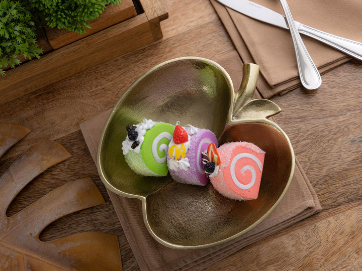 Dekoschale - Snackschale - Schale Apfel-Form - Aluminium gold o. silber