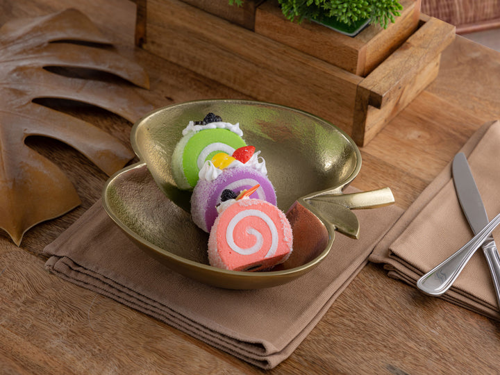 Dekoschale - Snackschale - Schale Apfel-Form - Aluminium gold o. silber