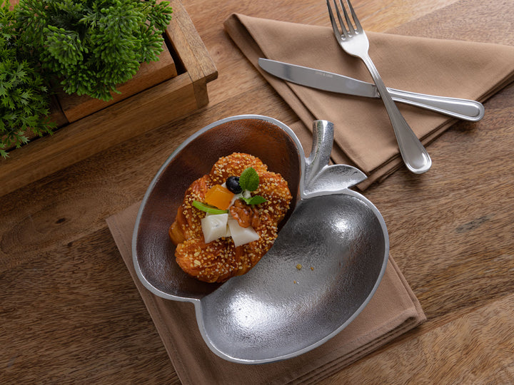 Dekoschale - Snackschale - Schale Apfel-Form - Aluminium gold o. silber