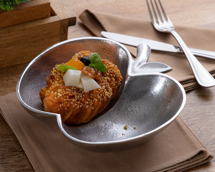 Dekoschale - Snackschale - Schale Apfel-Form - Aluminium gold o. silber