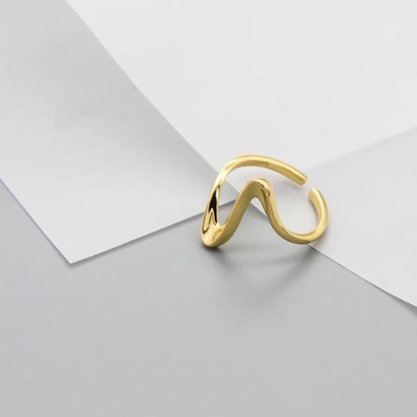 Minimalistischer geometrischer EKG-Herzschlag Ring – moderner Statement-Schmuck