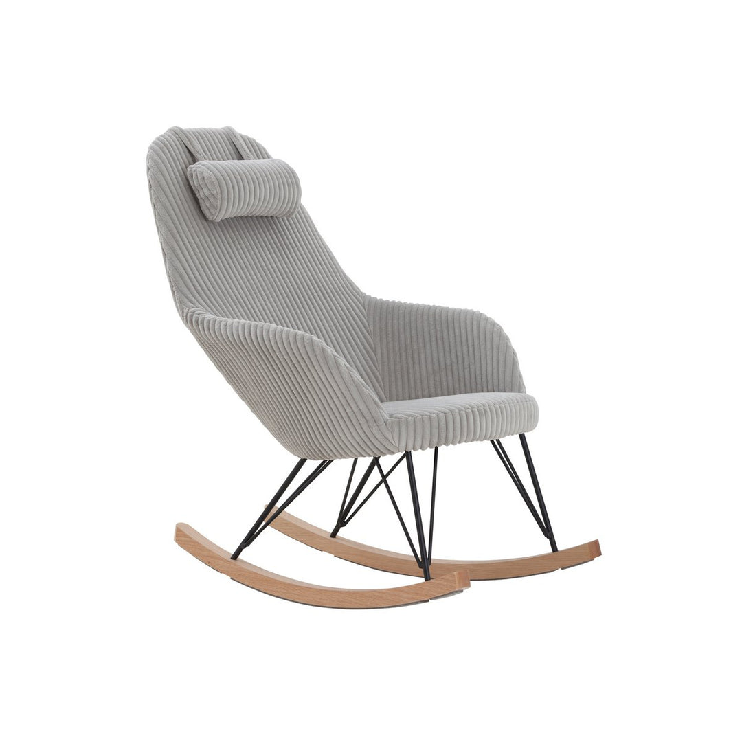 Schaukelstuhl OLAN - Relaxsessel mit Armlehnen - Cord Textur Grau