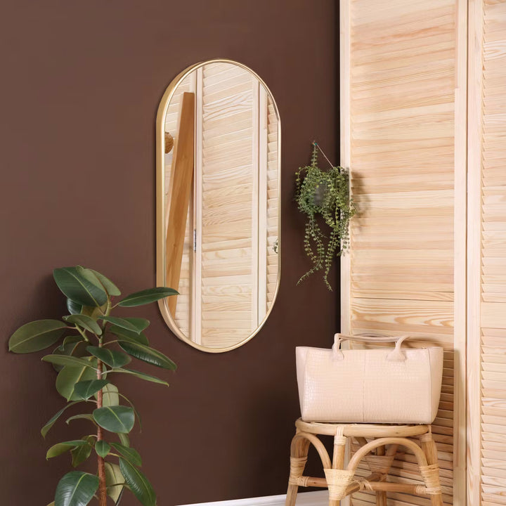 Ovaler Boho Spiegel in gold