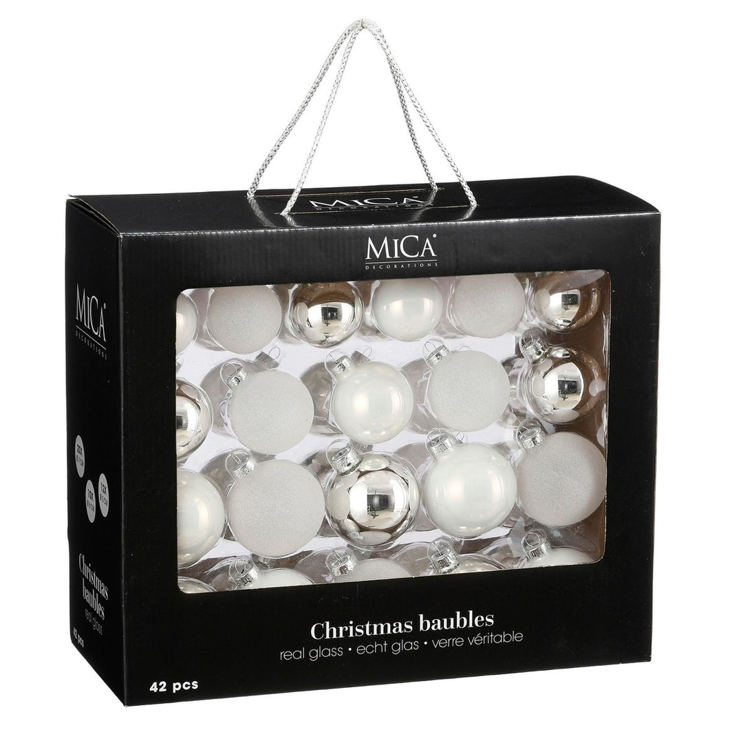Glaskugeln - Weihnachtsbaumdeko - Weiß - 42 Stück