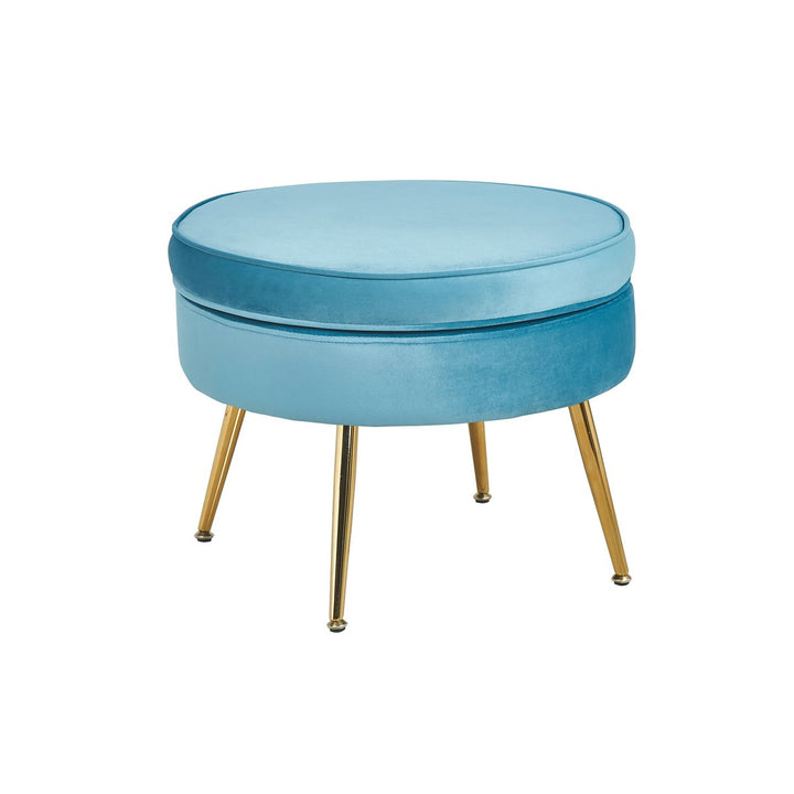 Hocker ARIELLE - Sitzpouf - Rund Samt Blau