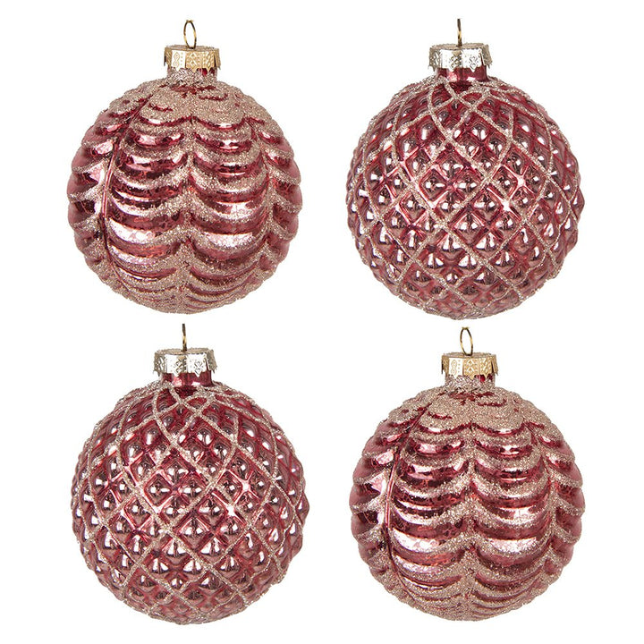 Weihnachtskugeln Ø 8x8 cm / Glas / 4er-Set