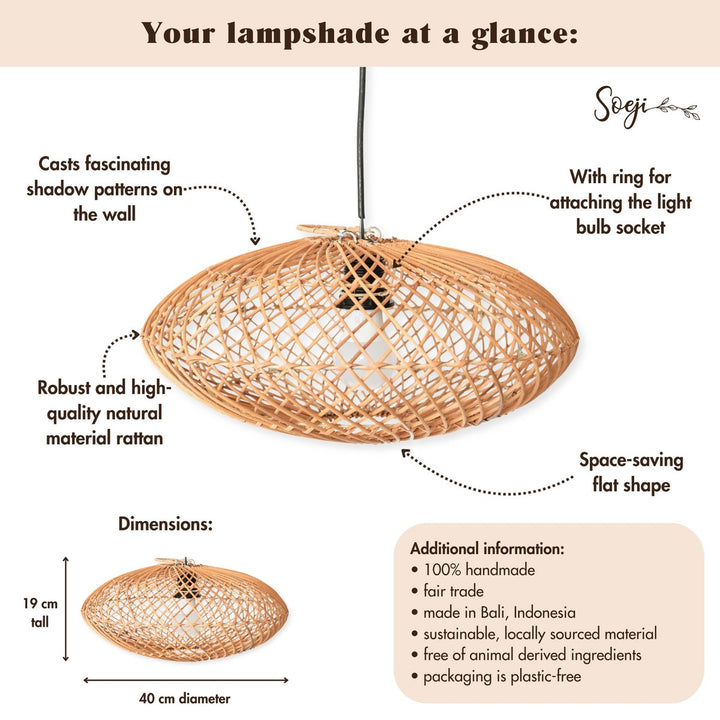 Rattan Boho Lampenschirm ARANA - Deckenleuchte - Hängelampe