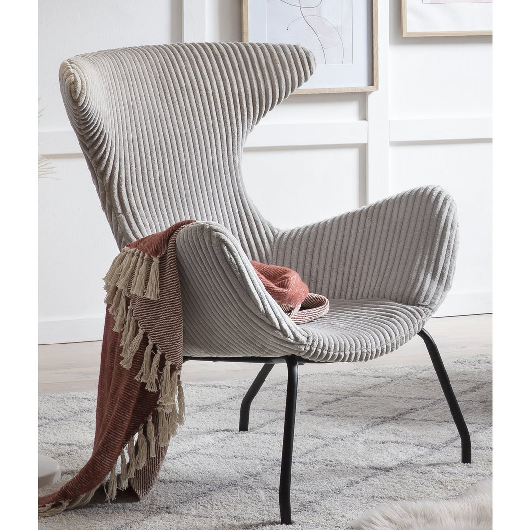 Sessel TERJE - Relaxsessel mit Armlehnen - Cord Textrur Grau