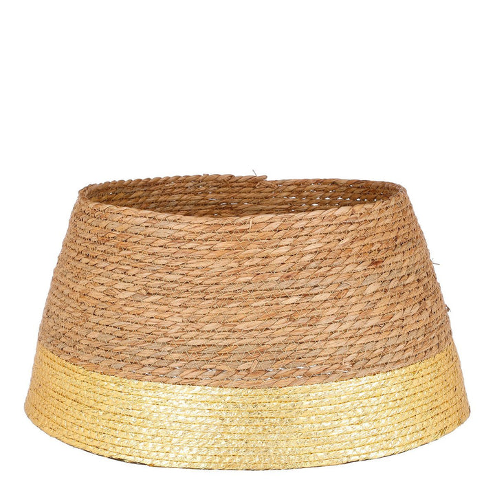 Ständerabdeckung - Weihnachtsbaum Korb - Seegras - Gold - Ø50cm