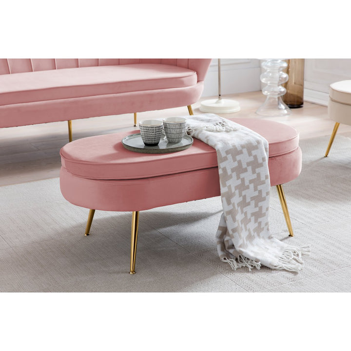 Hocker ARIELLE - Sitzbank - Oval Samt Rose