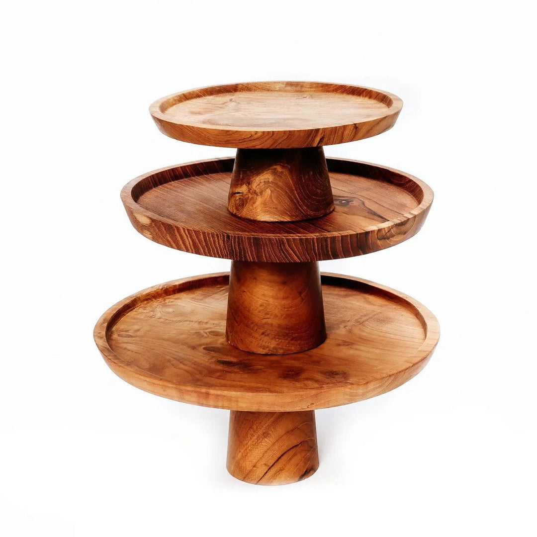 TEAK ROOT Kuchenständer - Dekotablett - Natur L
