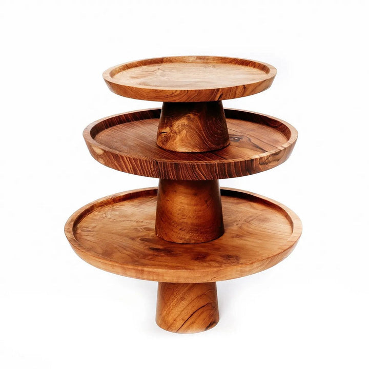 TEAK ROOT Kuchenständer - Dekotablett - Natur L