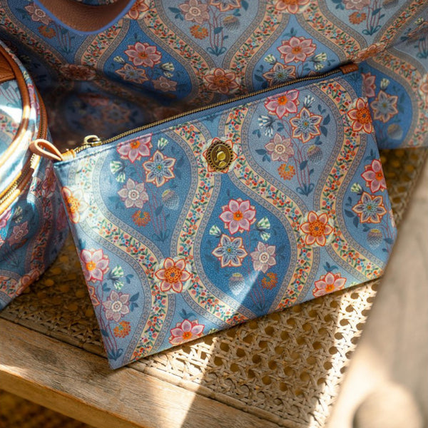 Cosmetic Flat Pouch medium CHARLY ORNAMENTO BLUE