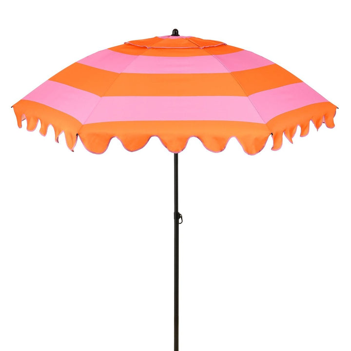 RETRO Sonnenschirm mit Wellenkante - Rosa-Orange
