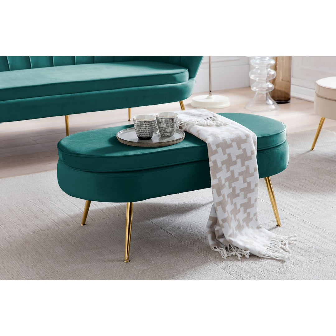 Hocker ARIELLE - Sitzbank - Oval Samt Grün