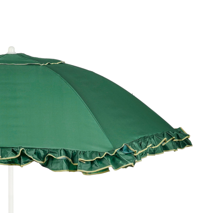 VINTAGE Sonnenschirm mit Rüschenkante - Grün