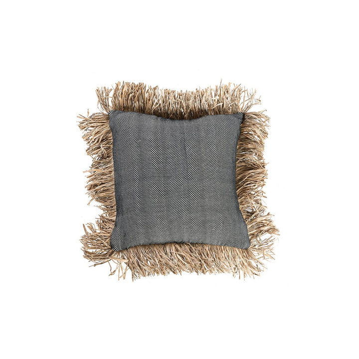 COTTON BONITA Kissenbezug - Baumwolle mit Raffia Fransen 40x40