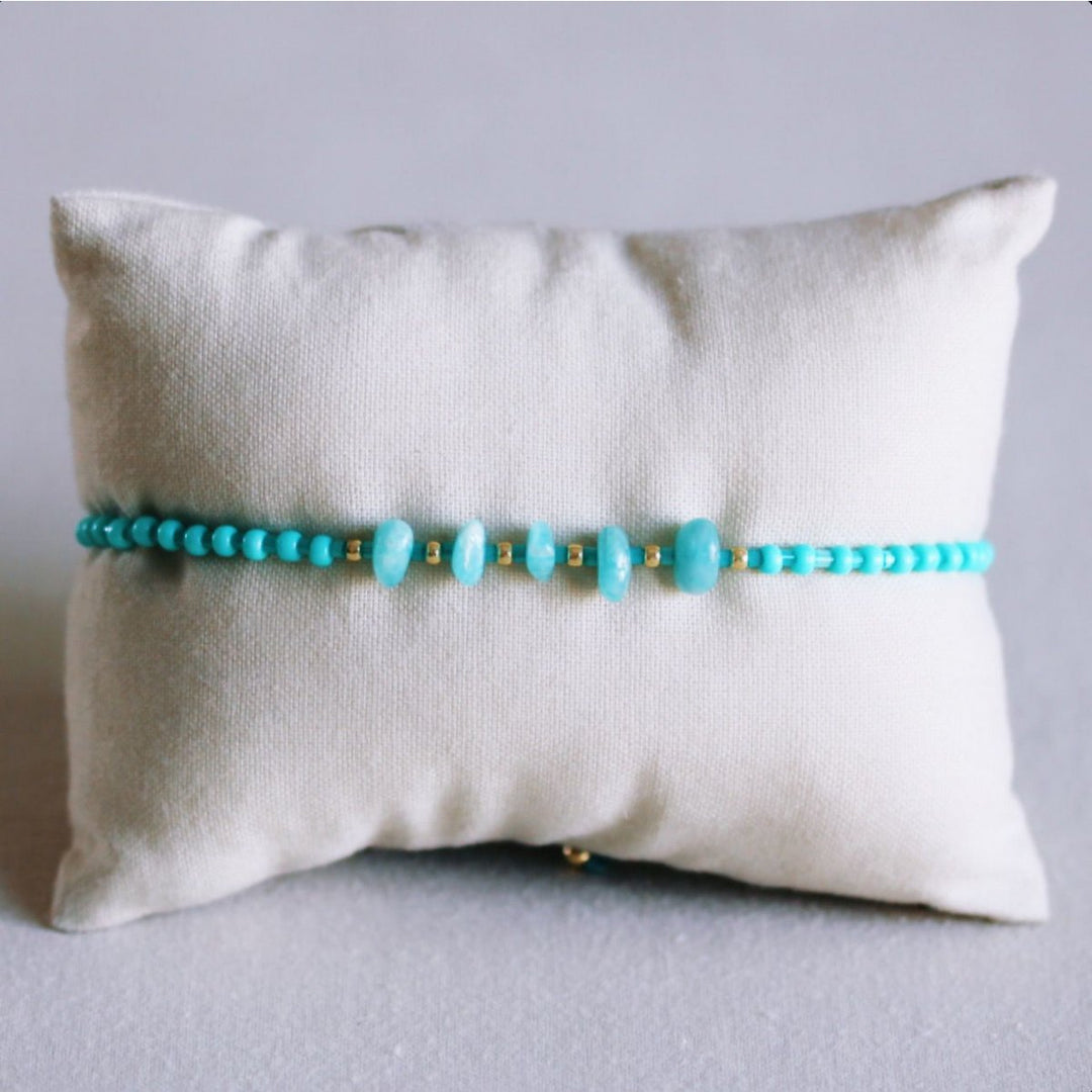 Fußkettchen Miyuki - PEARLS - Mint/Gold