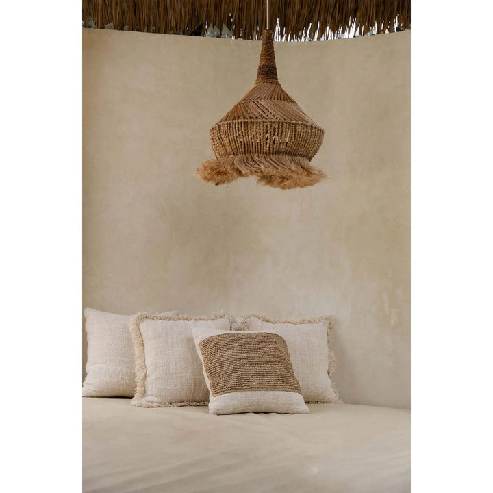 RAFFIA STAMP Kissenbezug - Baumwolle & Raffia Natur 50x50