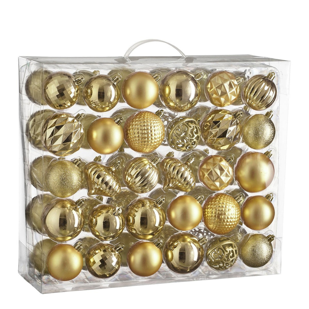 Weihnachtskugeln Set – 60 Stück – Ø7 cm – Kunststoff – Gold