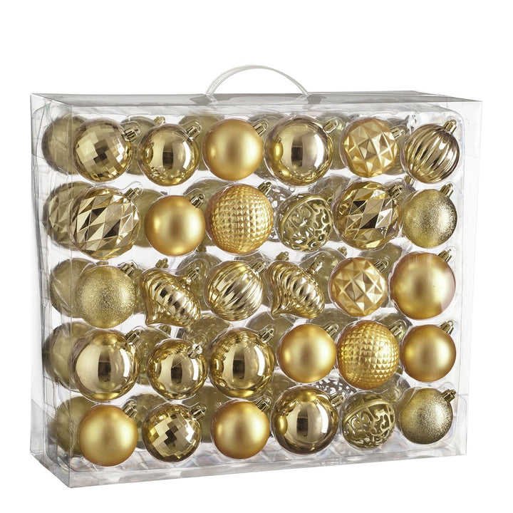 Weihnachtskugeln Set – 60 Stück – Ø7 cm – Kunststoff – Gold