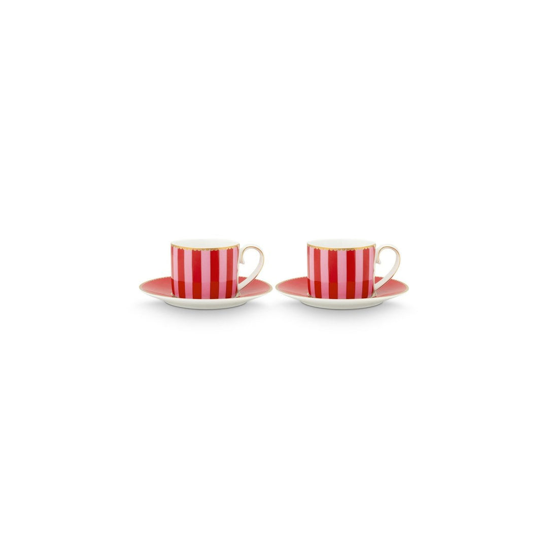 Espressotassen 2er-Set LOVE BIRDS MEDALLION Stripes RED