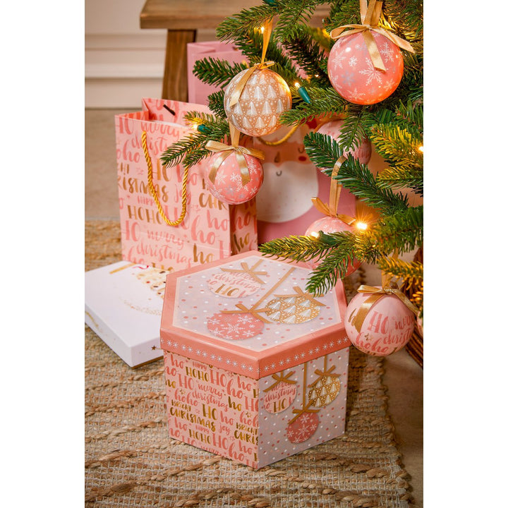 Geschenkset Weihnachtskugeln – 14 Stück – Ø8 cm – Pfirsich, Rosa