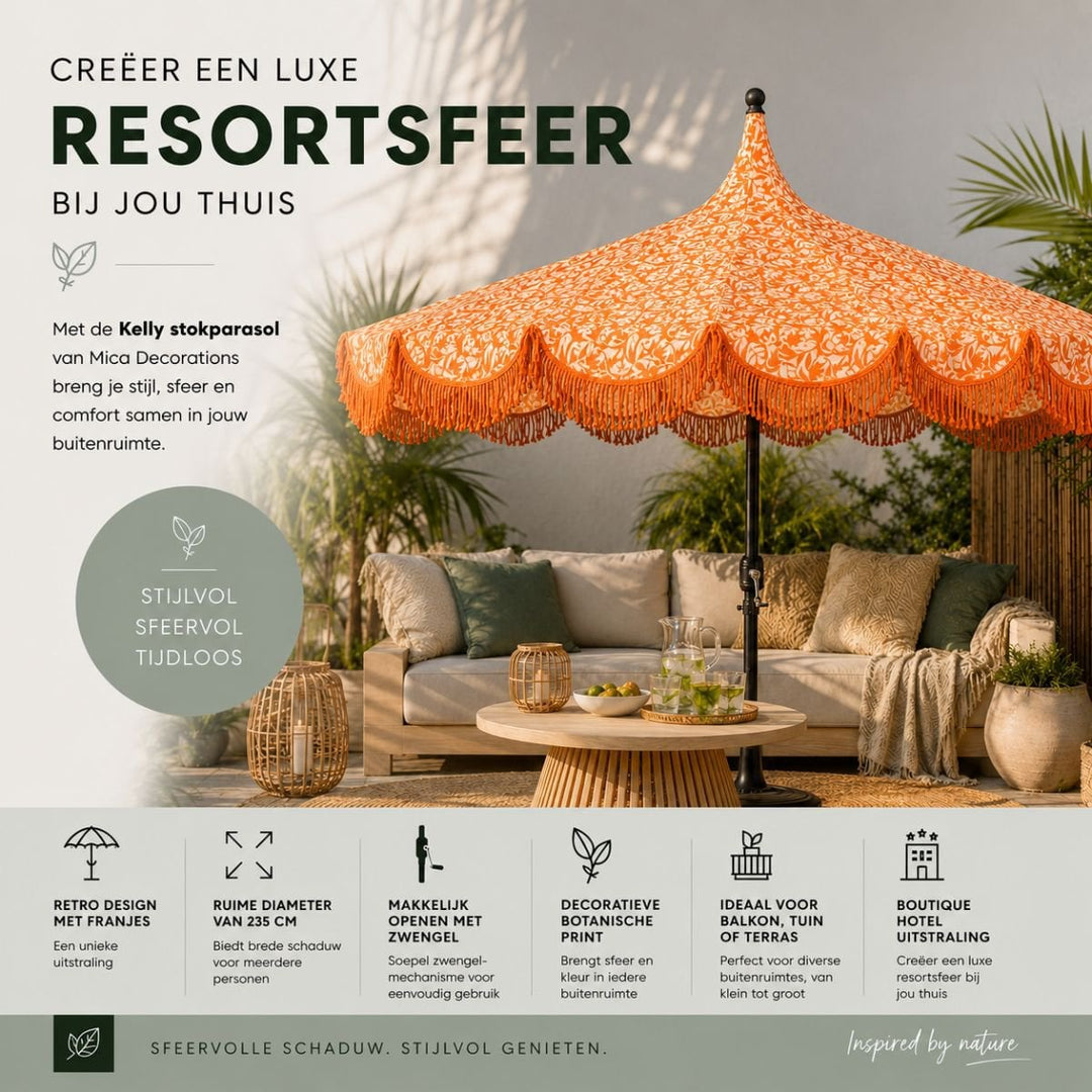 KELLY Sonnenschirm mit Floralmuster - Orange