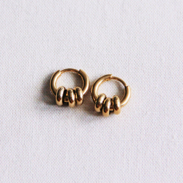 Ohrringe - 3 RINGS - Mini Creole Gold