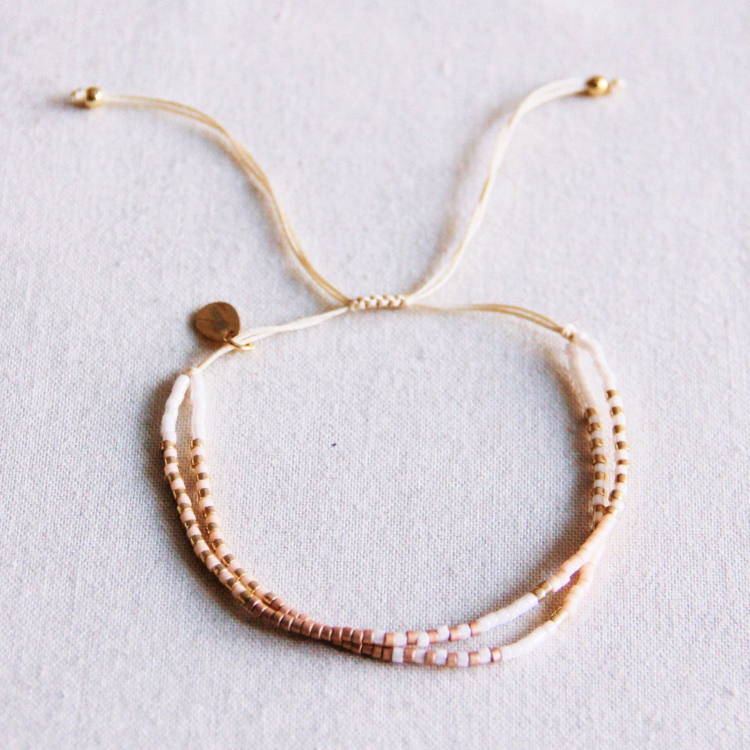 Armband - Miyuki-Perlen - Nude/Weiß/Taupe