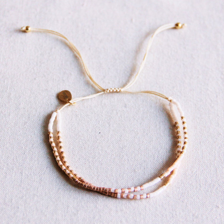 Armband - Miyuki-Perlen - Nude/Weiß/Taupe