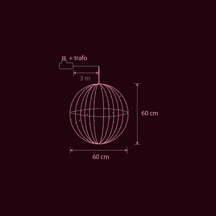 LED Weihnachtsdeko - Kugelrahmen - warmweiß - Ø60 cm