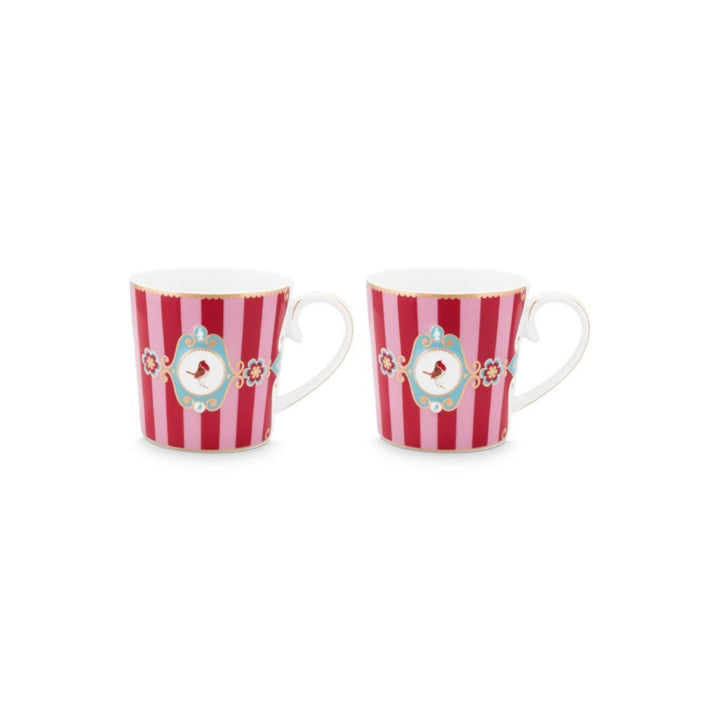 Tassen klein 2er-Set LOVE BIRDS MEDALLION Stripes RED